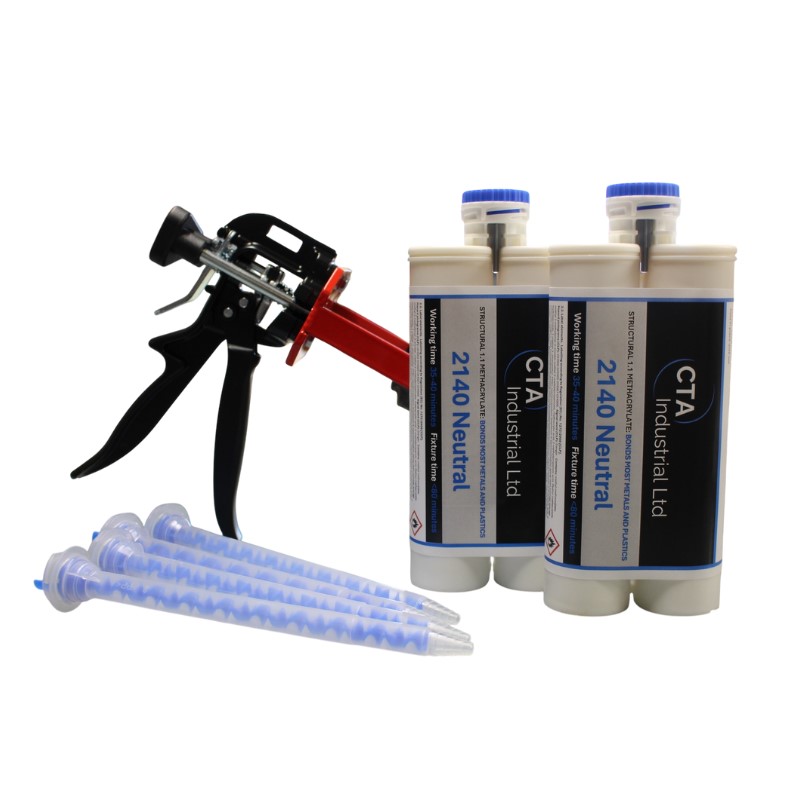 Adhesive trial kit with nozzles and applicator gun