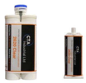 Epoxy resin adhesive used to bond glass compounds