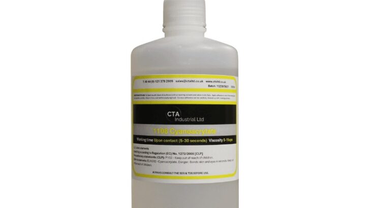 Cyanoacrylate adhesive used for low bloom applications
